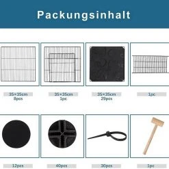 EUGAD Freigehege, mit Bodenplatten Kaninchen Hasen Meerschweinchen Welpenauslauf Laufgitter mit Tür&Treppe Doppelstöckig DIY Schwarz 38 Platten (35x35cm/Platte) 145x75x75 cm -TischStuhl Verkäufe c9d8a944 b196 5b85 b370 7121e45fa100