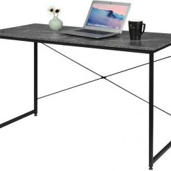 EUGAD Schreibtisch, mit Bücherregal 120x60x70 cm Schwarz Marmor Holz Vintage -TischStuhl Verkäufe ca01783f 301f 5183 94a6 57b4eecd8aad