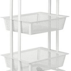 EUGAD Beistellwagen »0030CC«, Rollwagen Küchewagen 3 Gitterkörbe, Rolle mit Bremse 40x76x30 cm Weiß