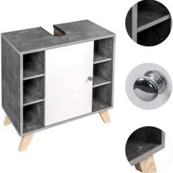 EUGAD Waschbeckenunterschrank Unterschrank Badezimmerschrank mit Tür 60 x 30 x 62 cm Grau-Weiß -TischStuhl Verkäufe ca400535 2ab1 5f8b b899 f6ddf01c68a2