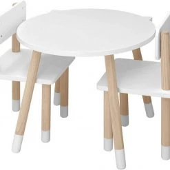 EUGAD Sitzgruppe, Kindertisch mit Stühle, 3tlg. Kindersitzgruppe Kindermöbel, 1 Kindertisch und 2 Kinderstühlen Tischset rund in Katzenform aus MDF und Kiefernholz im Kinderzimmer, Weiß -TischStuhl Verkäufe caa4cff5 373e 4311 a47d 3b61bf4975fa