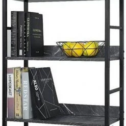 EUGAD Bücherregal, 1-tlg., Standregal, Küchenregal, 5 offenen Regalebenen, MDF, Metall, Schwarz Marmor Golden-Wei&szlig;er Marmor, Vintage -TischStuhl Verkäufe cb33e1d8 b2d9 5791 a0ba 4de397f93423