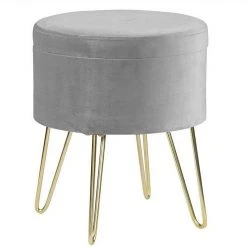 EUGAD Sitzhocker, Samthocker mit Stauraum, rund, mit stabilen goldenen Metallfüßen, Türkis Dunkelgrau, Dunkelgrün, Hellgrau, Rosa, Türkis -TischStuhl Verkäufe cd005715 7f12 55d7 b6e5 4fac28684d39