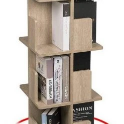 EUGAD Bücherregal, Raumteiler Standregal 360° frei drehbar, mit 4 Ebenen, MDF, Natur -TischStuhl Verkäufe ce21d2eb 1258 5021 b23a 922a244fb55c