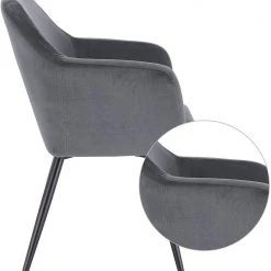 EUGAD Polsterstuhl (1 Stück), Küchenstuhl Samt Stuhl Sessel mit Armlehne, Metallbeine, für Esszimmer Wohnzimmer, Schwarz Dunkelgrau -TischStuhl Verkäufe cec0a04d 21f1 4243 b9b0 859586b938eb