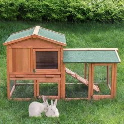 EUGAD Tierhaus, Kaninchenstall Kleintierstall Hasenkäfig, mit Treppe Wetterfest Doppelstöckig, Hellrot -TischStuhl Verkäufe cfe2ee94 f822 569a 9ff5 0030b99df387