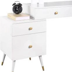 EUGAD Schminktisch (1-St), Schminktisch mit Hocker und Spiegel, Frisiertisch mit 4 Schubladen und Kosmetiktisch Frisierkommode für Schlafzimmer, Weiß Gold -TischStuhl Verkäufe cfeecfd5 4f39 5e71 8621 5bbfc5fe899b