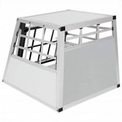 EUGAD Tiertransportbox, Hundetransportbox Alu Hundebox Reisebox Autobox für kleine/mittlere Hunde Französische Bulldogge Beagle Terriers Dackel Shiba Inu 69 x 54 x 50 cm L Schwarz, Silber -TischStuhl Verkäufe cff244ed d9b3 545c 8dfc 9aebacdb46ff