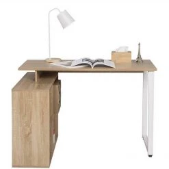 EUGAD Schreibtisch, mit Ablagen Holz 116x75x80cm Dunkelbuche Helleiche, Wei&szlig; -TischStuhl Verkäufe d05c6db2 0114 56eb a2fb e5896391d195