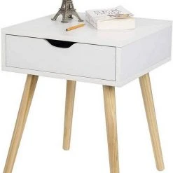EUGAD Nachttisch, Beistelltisch mit Schublade Nachtkommode, Holzbeine MDF, Grau Wei&szlig; -TischStuhl Verkäufe d100e3c8 c0fa 50d3 b2c8 17414eb3bd5a