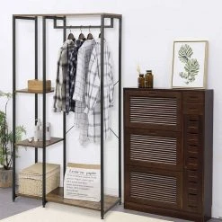 EUGAD Kleiderständer, Garderobenständer Hängeregal mit Schuhregal Holz Metall Schwarz-Hell Eiche Schwarz-Vintage, Wei&szlig;-Eiche -TischStuhl Verkäufe d13cdccd 4ecc 5efa 98c3 eaa733eca55a