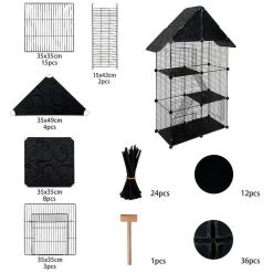 EUGAD Freigehege, Kleintierkäfig Katzenkäfig Schwarz 75x39x145cm -TischStuhl Verkäufe d1fb6f45 c532 56bd b09a b60ebb1d4d44