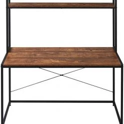EUGAD Schreibtisch, PC-Tisch Bürotisch Arbeitstisch mit Bücherregal Holz 120x60x140 cm Schwarz-Marmor Schwarz-Vintage -TischStuhl Verkäufe d30ef6bd 269e 56c2 837f 52419f7acaa3