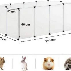 EUGAD Freigehege, Freigehege für Kaninchen Hasen Meerschweinchen Welpenauslauf DIY, 12 Platten 145 x 75 x 46 cm Grau, Schwarz, Transparent, Weiß -TischStuhl Verkäufe d3b47f27 3c06 55d8 bdd8 924fa564fb08