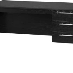 EUGAD Schreibtisch, Computertisch Bürotisch mit 3 Schubladen und Schloss Holz Schwarz