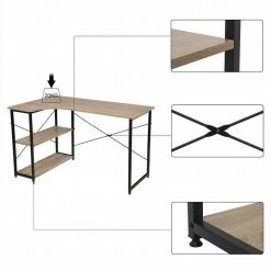 EUGAD Schreibtisch, Computertisch Büromöbel Couchtisch mit Ablage Holz Stahl Schwarz+Beigebraun Industrie-design -TischStuhl Verkäufe d4e1a132 778c 514c 865a 3a05d7c9e206