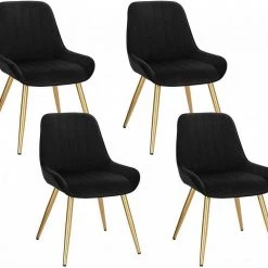 EUGAD Esszimmerstuhl, 4 Stücke Retro Küchenstuhl Sitzfläche aus Samt mit Metallbeine Dunkelgrün Bordeaux, Dunkelgrau, Dunkelgr&uuml;n, Hellgrau, Rosa, Schwarz -TischStuhl Verkäufe d528a2cd 94d2 54bf a10d b8ce5e27cc33