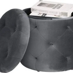 EUGAD Sitzhocker, Sitztruhe mit Stauraum, Sitz rund mit Deckel, Samt, ca.27L, Rosa Dunkelgrau, Hellgrau -TischStuhl Verkäufe d56c63a7 d7ce 57b2 be23 ea6b4e0287f8