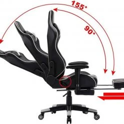 EUGAD Gaming-Stuhl (1 Stück), mit Fußstütze Racing Stuhl Drehstuhl Bürostuhl Schreibtischstuhl PC Stuhl mit Wippfunktion Höhenverstellbar Kunstleder Weiß Grau, Rot, Wei&szlig; -TischStuhl Verkäufe d56ed0c6 f106 4dbc a4e3 007862c4e734