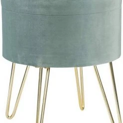 EUGAD Sitzhocker, Samthocker mit Stauraum, rund, mit stabilen goldenen Metallfüßen, Türkis Dunkelgrau, Dunkelgrün, Hellgrau, Rosa, Türkis -TischStuhl Verkäufe d5c9b265 0984 508c 972b cd244d455f78