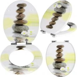 EUGAD WC-Sitz (1-St), Toilettensitz, WC Sitz mit Absenkautomatik, MDF, Holz, Softclose Scharnier Gr&uuml;ne Bl&auml;tter, Holzfarbe, Lilie, Seestern, Seestern Am Strand, Seestern Sonnenuntergang, Stone, &lrm;Lila Blume und Stones -TischStuhl Verkäufe d5e0df15 3efa 43d9 a9da 682879f8c68b