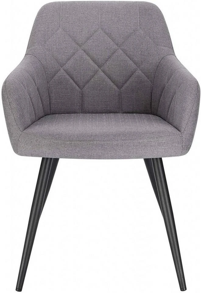 EUGAD Esszimmerstuhl (2 Stück), Wohnzimmerstuhl aus Leinen Polsterstuhl mit Armlehnen und Rückenlehne schwarze Gestell aus Metall Hellgrau Dunkelgrau 4 EUGAD Esszimmerstuhl (2 Stück), Wohnzimmerstuhl aus Leinen Polsterstuhl mit Armlehnen und Rückenlehne schwarze Gestell aus Metall Hellgrau Dunkelgrau – Bild 4