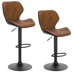 EUGAD Barhocker (2 St), 2er-Set höhenverstellbar und drenbar mit Rückenlehne aus Kunstleder Stahl Grau Anthrazit, Braun, Dunkelbraun -TischStuhl Verkäufe d80e771f a54a 5f4b bc16 12a06df1253e