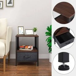 EUGAD Nachttisch (1-St), Nachtkommode mit Ablagen und Schubladen, Beistelltisch für Wohnzimmer, Nachtschrank für Schlafzimmer industrieller Stil, 40x52x36cm -TischStuhl Verkäufe d86dd7c9 c50d 47dc bac2 0d06ff7598c9