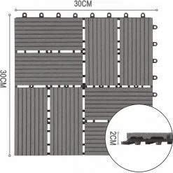 EUGAD WPC-Fliesen, 22 Stück WPC Terrassenfliesen Klickfliesen 30x30cm Coffee Anthrazit, Dunkelgrau, Hellgrau -TischStuhl Verkäufe d9be4454 7e46 59dc b19c 2f3ad79ebce7