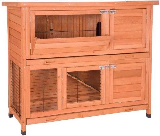 EUGAD Tierhaus, Hasenstall Kaninchenstall Hasenkäfig Kleintierstall Meerschweinchen Massivholz Hellrot 120 x 50 x 100,5 cm Grau-Weiß, Hellbraun -TischStuhl Verkäufe da65fd52 2e1b 43ea b636 c165e16be7cb