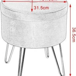 EUGAD Sitzhocker, Samthocker mit Stauraum, rund, mit stabilen goldenen Metallfüßen, Türkis Dunkelgrau, Dunkelgrün, Hellgrau, Rosa, Türkis -TischStuhl Verkäufe dd7a0ec4 2565 5486 b0a6 eef3153133e8
