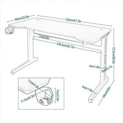 EUGAD Gamingtisch, Gaming Tisch mit LED 120x60cm Ergonomischer Schwarz Computertisch Schreibtisch PC Tisch mit Kabelmanagement Becherhalter Kopfhörerhalterung 11 EUGAD Gamingtisch, Gaming Tisch mit LED 120x60cm Ergonomischer Schwarz Computertisch Schreibtisch PC Tisch mit Kabelmanagement Becherhalter Kopfhörerhalterung -TischStuhl Verkäufe de021958 31ac 58fa 8994 9856a20af6d0