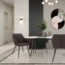 EUGAD Esszimmerstuhl (1 Stück), Wohnzimmerstuhl aus Stoff, Polsterstuhl mit Armlehnen und Rückenlehne, Gestell aus Metall Anthrazit, Braun, Grau -TischStuhl Verkäufe df5ae533 79ab 50c2 873c 4c7231775a02