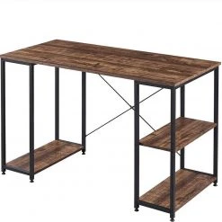 EUGAD Schreibtisch, Bürotisch PC-Tisch mit Ablage aus Metall und Holz, 120x60x75cm, Vintage