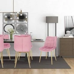 EUGAD Esszimmerstuhl, 4er-Set Küchenstühle Wohnzimmerstuhl mit Rückenlehne, Samt Sitzfläche, Gold Beine Grau Dunkelgr&uuml;n, Rosa, Schwarz -TischStuhl Verkäufe dfdaa4ba cd5e 5bdc ae6c b9a9e9dc12b1