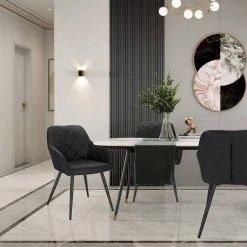 EUGAD Esszimmerstuhl (1 Stück), Wohnzimmerstuhl aus Stoff, Polsterstuhl mit Armlehnen und Rückenlehne, Gestell aus Metall Anthrazit, Braun, Grau -TischStuhl Verkäufe e01d9aab 0133 5514 a75c 4e58da89071a