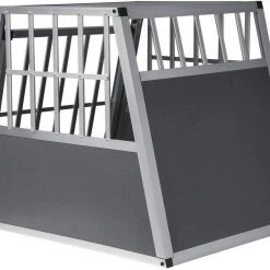 EUGAD Tiertransportbox, Hundetransportbox Alu Hundebox Reisebox Autobox für große Hunde Husky Samojede Weimaraner Border Collie Chow-Chow Shetland Sheepdog 85x65x69 cm Silber Grau -TischStuhl Verkäufe e041a5d1 41af 5034 b898 030d78a9b540