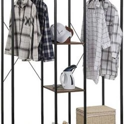 EUGAD Kleiderständer, Wäscheständer Garderobenständer mit Ablage Schwarzrohre und Eiche Platte Schwarz-Hell Eiche, Schwarz-Vintage, Wei&szlig;-Eiche -TischStuhl Verkäufe e074243c 47e0 56cf 9e4f ce43f3dff7cd