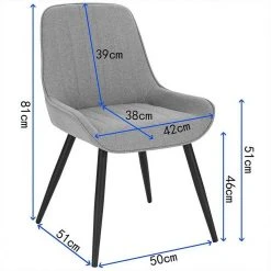 EUGAD Polsterstuhl (2 Stück), Esszimmerstühle aus Leinen mit stabilen Metallbeinen, mit Rückenlehne und gepolsterter Sitzfläche Dunkelgrau, Hellgrau -TischStuhl Verkäufe e0fddaa5 cbb0 5028 bc72 91d16856b68e