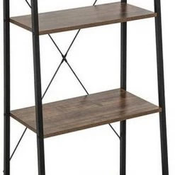 EUGAD Bücherregal, Standregal Bücherregal Metallregal Leiterregal Stufenregal Multifunktionale Regal Industrie Design MDF Metall Schwarz+schwarzer Marmor Golden+Weißer Marmor, Vintage