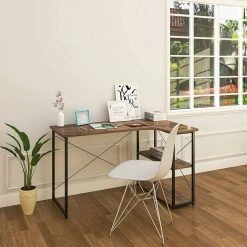 EUGAD Schreibtisch, Computertisch Büromöbel Couchtisch mit Ablage Holz Stahl Schwarz+Beigebraun Industrie-design -TischStuhl Verkäufe e1d6d23b 30b3 5688 831f a48e9f97c0bf