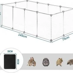 EUGAD Freigehege, Freigehege für Kaninchen Hasen Meerschweinchen Welpenauslauf DIY, 12 Platten 145 x 75 x 46 cm Grau, Schwarz, Transparent, Weiß -TischStuhl Verkäufe e31452ec 7269 4c01 9981 5776e873a627