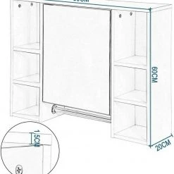 EUGAD Spiegelschrank Hängeschrank mit 8 Ablagen mit Tür 80x20x60cm Weiß -TischStuhl Verkäufe e7ef0d2a d312 56d1 b9e6 7fc71a723671
