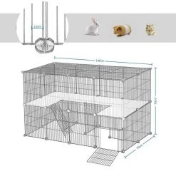 EUGAD Freigehege, Freigehege Kaninchen mit Stauraum Hasen Meerschweinchen Welpenauslauf Laufgitter mit Tür&Treppe DIY Schwarz 41 Platten (35x35cm/Platte) 105 x 70 x 70 cm -TischStuhl Verkäufe e8aa7b3e af52 5798 b5c2 41e93cc689a9