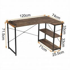 EUGAD Schreibtisch, Computertisch Büromöbel Couchtisch mit Ablage Holz Stahl Schwarz+Beigebraun Industrie-design -TischStuhl Verkäufe e91cd64a 6a82 5d4d bb80 21235ed46440
