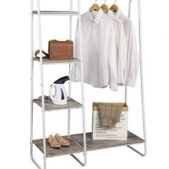 EUGAD Garderobenständer, Kleiderständer,mit Regal, Metall, Holz,im Flur, Wohnzimmer, Dunkelbraun-Schwarz Eiche-Weiß, Sand-Weiß -TischStuhl Verkäufe ea41a470 f20c 5317 b9f1 6f42e4e4db12