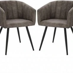 EUGAD Esszimmerstuhl, 2er-Set Polsterstuhl aus Stoffbezug mit Sesselförmigem Gepolstertem Sitz Dunkelbraun Grau -TischStuhl Verkäufe ed23bf7d 31c5 57b3 b78c c914e1d34851