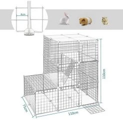 EUGAD Freigehege, Freigehege Kaninchen mit Stauraum Hasen Meerschweinchen Welpenauslauf Laufgitter mit Tür&Treppe DIY Schwarz 48 Platten (35x35cm/Platte) 110x 75 x 110 cm -TischStuhl Verkäufe ee1028be 9228 5df9 abb3 148b7656eb30