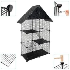 EUGAD Freigehege, Kleintierkäfig Katzenkäfig Schwarz 75x39x145cm -TischStuhl Verkäufe ee697100 8f99 5d23 936e d32bfecef95e