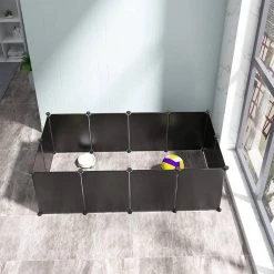 EUGAD Freigehege, Freigehege für Kaninchen Hasen Meerschweinchen Welpenauslauf DIY, 12 Platten 145 x 75 x 46 cm Grau, Schwarz, Transparent, Weiß -TischStuhl Verkäufe ee6d45ca 43a2 4158 8bf4 6195abdefbe2